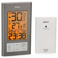 Термометр (р/датч., календарь, будильник, сталь)